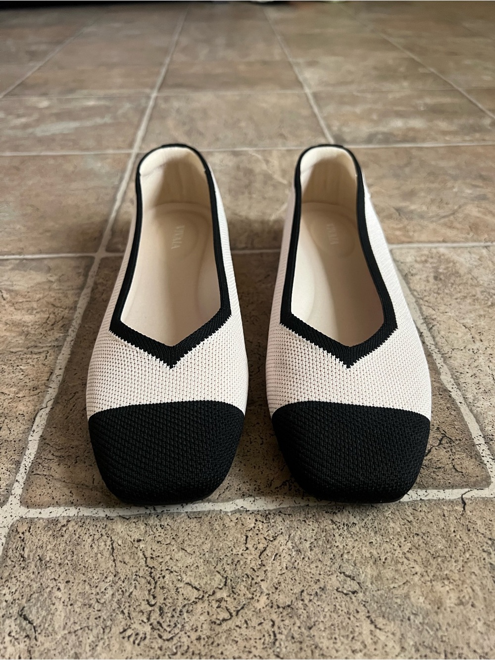Vivaia Knit Ballet Flats | Black Cream Two Tone | EU 39.5 US 8.5-9 |